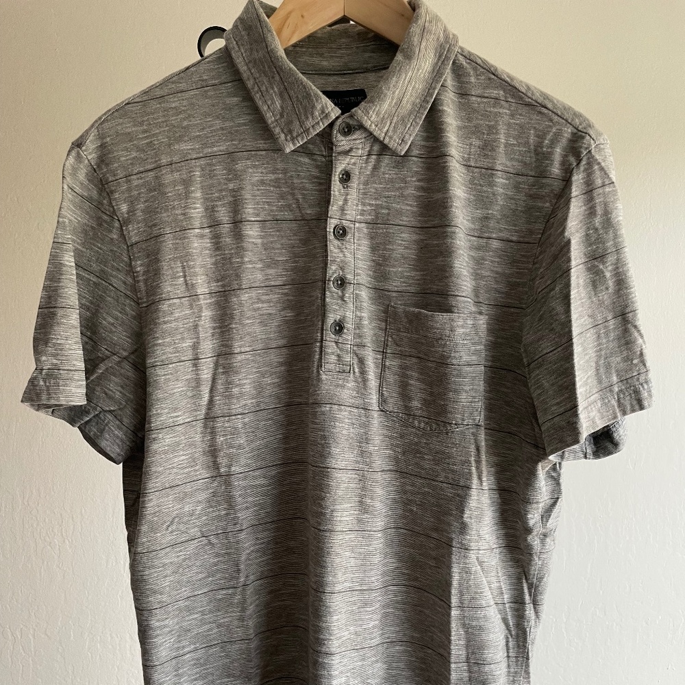 Men's Banana Republic Grey/Striped Polo, Size L